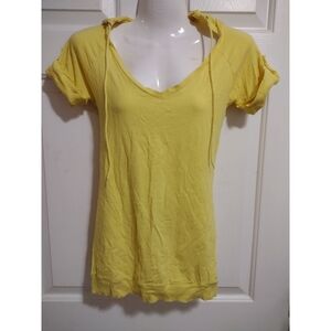 abmbiance apparel yellow pullover hooded tee Small